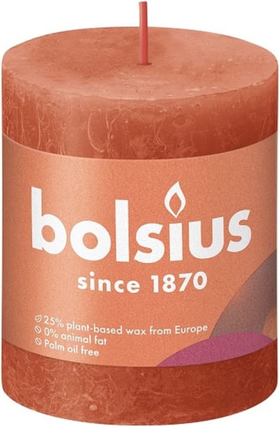 4 stuks Bolsius oranje rustiek stompkaarsen 80/68 (35 uur) Eco Shine Earthy Orange