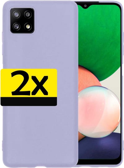 Hoesje - 2 Stuks - Geschikt voor Samsung Galaxy A22 4G - Sterk & Shockproof - Case Siliconen - Back Cover - Telefoon Hoes - Telefoonhoesjes - Lila