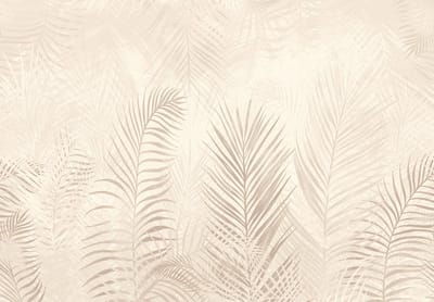 Fotobehang - vliesbehang - Jungle Bladeren - Posterbehang - Pastel Creme Beige - Botanische Bladeren -368 x 254 cm