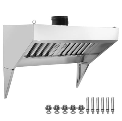 Horeca Afzuigkap - Wandmodel 120 cm - RVS - Twee U-vormige uitneembare vetfilters - Voor foodtruck en concessietrailer - Roestbestendig