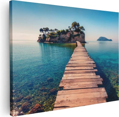 Artaza Canvas Schilderij Houten Pier - 40x30 cm - Klein - Wanddecoratie Zee - Muurdecoratie Eiland - Kamer Accessoires Kust