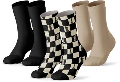 Sock My Feet - Sokken Heren - 3-Pack - Maat 39-42 - Duurzaam & Naadloos - Chess Print & Effen