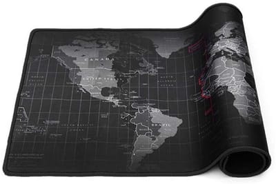 Bureau Onderlegger - Muismat XXL - Gaming Muismat - Zwart - Wereldkaart - 90x45 cm