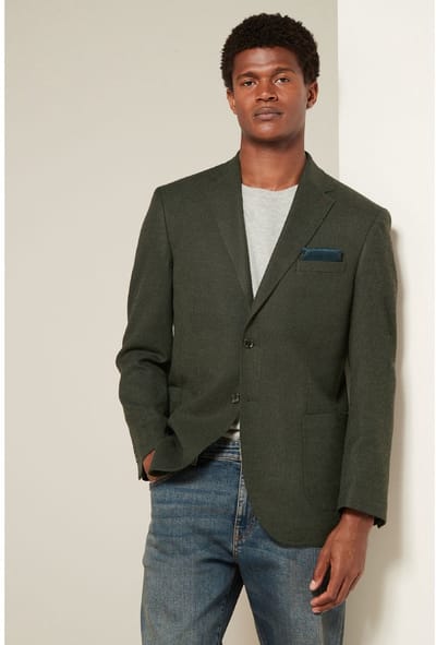 Next - Heren - Normale Pasvorm - Modieuze blazer met textuur - Groen