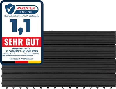 FLOORDIREKT Vlondertegel - Terrastegel - Tuintegel - WPC - Royal - Antraciet - 60 x 30 cm