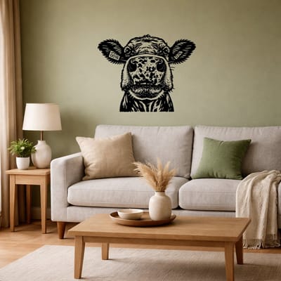 BR2Laser Koeien kop – Wanddecoratie – Lasergesneden Hout – Dierenkunst – 35 cm Breed
