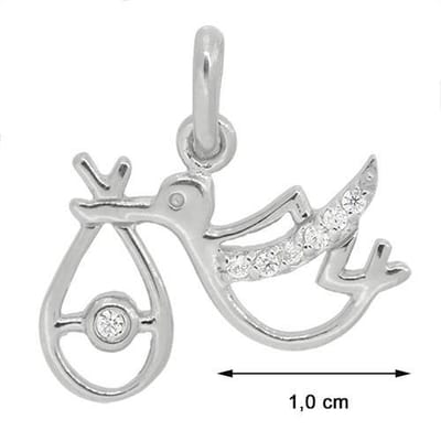 Blinx Jewels Zilveren Hanger Ooievaar Stenen Zirkonia