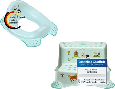 Set van 2 Kinderpotje Opzetstuk en Tweetraps Kruk voor Toilet Training