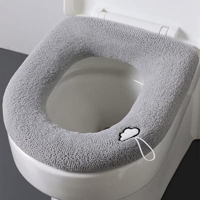 Épaissir Housse de Siège de Toilette Coussinets Coussin Salle de Bain Coussin de Toilette Coussin de Siège de Toilette Chauffant Coussin Doux Salle de Bain Lavable gris foncé