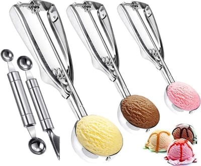 Set van 3 IJslepel Ballen voor IJs, Taart, Melon en Koekjes - Perfect voor Desserts en Verjaardagen