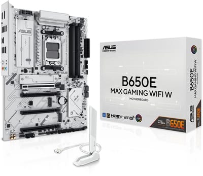 ASUS B650E MAX GAMING WIFI WHITE Moederbord - AMD B650 - AMD AM5 socket - DDR5 RAM - ATX