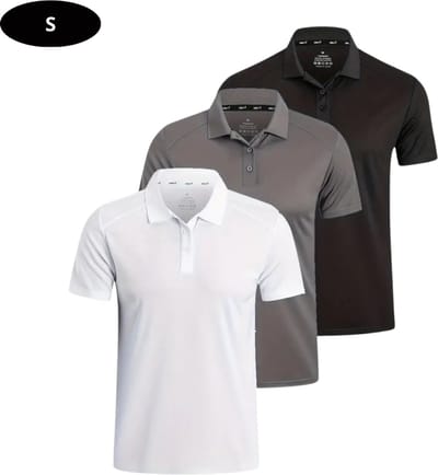Bovista Golf Shirt Heren - T-shirt - Golfkleding - Golfen - Golf Accessoires - Polo Shirt - Zwart & Grijs & Wit - Maat S
