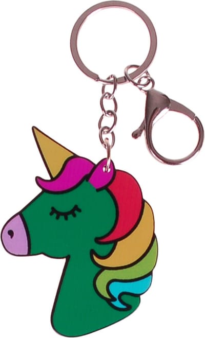 Sleutelhanger/Tashanger - Eenhoorn Rainbow Groen - Clip Zilverkleurig - Kunsstof - 7x5cm