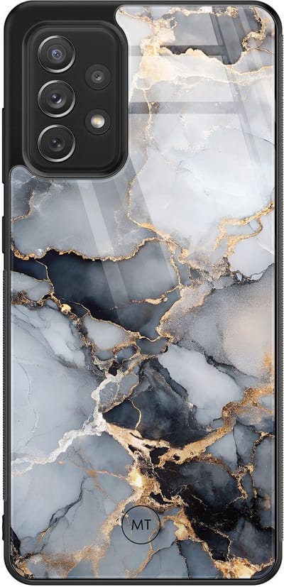 Hoesje geschikt voor Samsung Galaxy A52 5G - Marble mist - Hard Case Zwart Back Cover - Marmer - Grijs - Mooie Telefoonhoesjes
