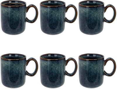 Cosy & Trendy koffie mok Bilbao - 6x stuks - blauw - 170 ml - drink mokken - keramiek