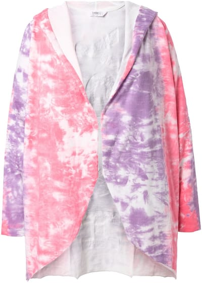 Angel of Style - Dames - Sweatvest open batik HAPPY op de achterkant - Seringpaars - Maat 44