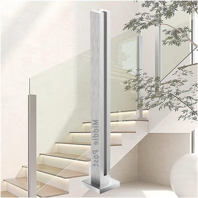 Glazen Balustrade Paal - RVS Reling - Veilige Afscheiding - Roestvrij Staal 304 - 60-150 cm - Zilver