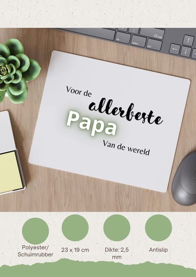 Akyol - voor de allerbeste papa van de wereld Muismat - Papa - de beste vader - vader cadeautjes - vaderdag - verjaardagscadeau - verjaardag - cadeau - geschenk - kado - gift - vader artikelen - 23 bij 19 cm