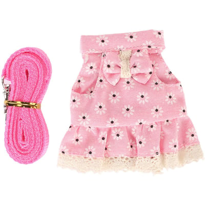 Konijnenjurk Leash Zacht Verstelbaar Schattig Kleine Huisdierkleding met Trekkoord voor Fret Cavia S pink