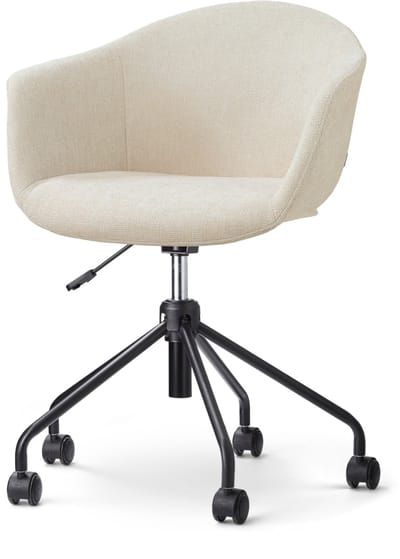 Nolon Nout-Otis Bureaustoel Cotton Beige - met Armleuning - Stof - Wieltjes - Zwart Onderstel