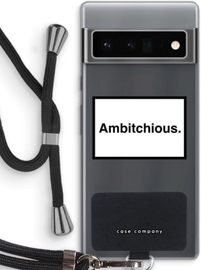 Case Company® - Hoesje met koord geschikt voor Google Pixel 6 Pro hoesje met Koord - Ambitchious - Telefoonhoesje met Zwart Koord - Bescherming aan alle Kanten en Over de Schermrand
