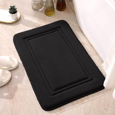 Zachte en Absorberende Microfiber Badmat voor Badkamer, Keuken en Woonkamer - Machinewasbaar (Zwart, 60 x 40 cm)