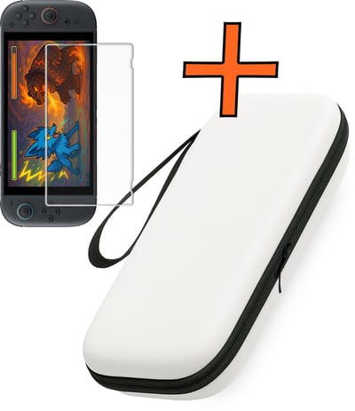 Hoesje Geschikt voor Nintendo Switch 2 Hoes Bescherm Case Hardcover Polsbandje Met Screenprotector - Hoes Geschikt voor Nintendo Switch 2 Case - Wit