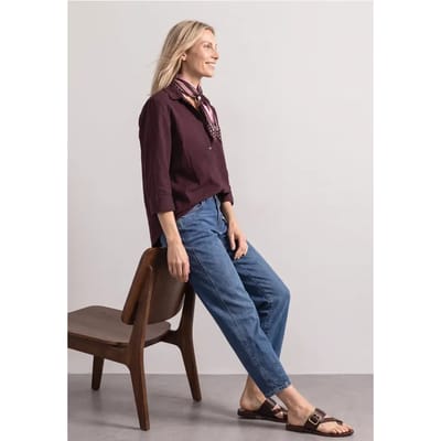Overhemd met 3/4-mouwen en corduroy-mix