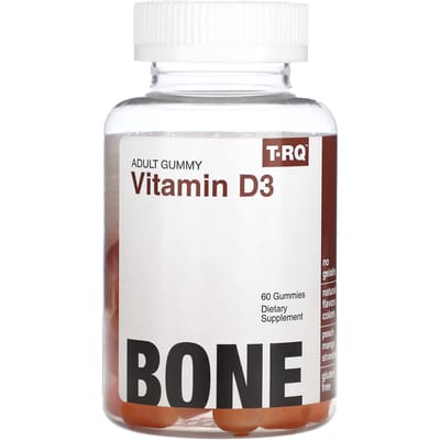 T-RQ, gommes pour adultes, vitamine D3, pêche, mangue, fraise, 60 gommes