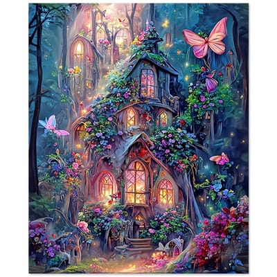 Multicolor fantasie huis Diamond Painting schilderij dames en heren sprookjes huis bloemen vlinders bos volledige bedekking DIY decoratie zonder lijst 20x30 cm wanddecoratie kunst