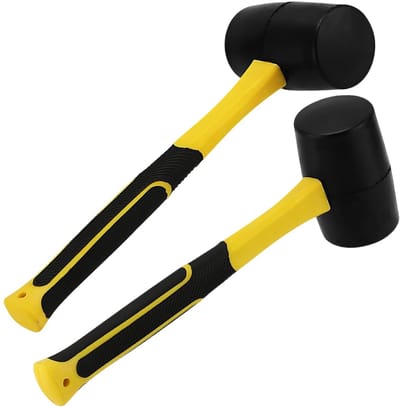 Rubber Mallet - Hamer met Glasvezel Handvat - Zwart - Voor Bestrating en Houtbewerking - Veilig en Ergonomisch - Voor Professioneel Gebru
