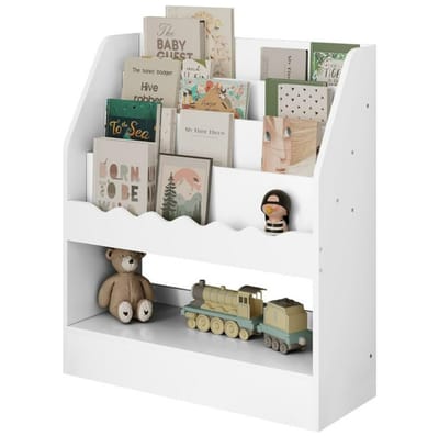 Boekenkast kinderkamer met 4 opbergvakken - Boekenbak kinderen met speelgoedopslag - Wit