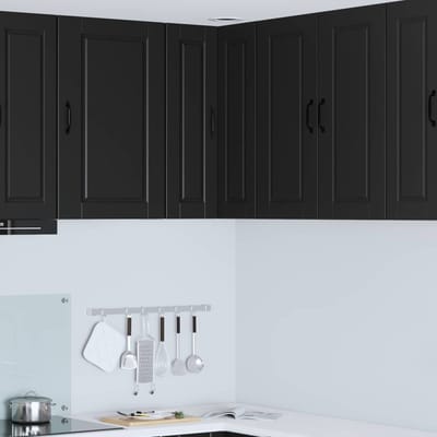 vidaXL - Wandhoekkast - PORTO - Zwart - 57 - x - 57 - x - 80 - cm - Bewerkt - hout