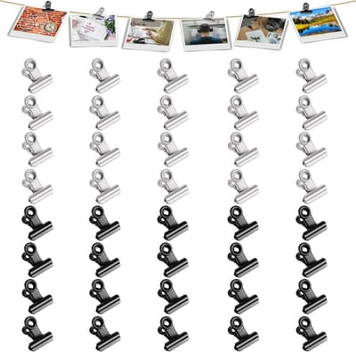 40 Stuks Binder Clips 0.87 Inch Metaal, Zwart en Zilver, Duurzaam en Veelzijdig Gebruik voor Kantoor en Thuis