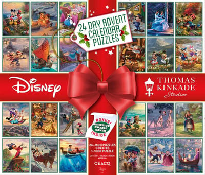Ceaco - Disney - Thomas Kinkade - Puzzles du calendrier de l'Avent 24 jours de Noël - 24 mini-puzzles à déballer - 1 000 pièces au total