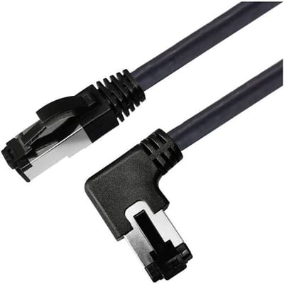 Maxtrack TI52-5L RJ45 Netwerkkabel, patchkabel CAT 8.1 S/FTP 5 m Zwart 90° haaks naar links, Afgeschermd (enkel) 1 stuk(s)