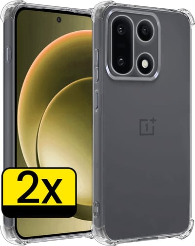 Hoesje - 2 Stuks - Geschikt voor OnePlus 15 - Sterk & Shockproof - Siliconen Case - Back Cover - Telefoon Hoes Shock Proof - Telefoonhoesjes - Transparant