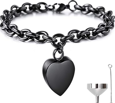 Luxe As Armband - 20 CM - Met Ashanger - Voor As, Haren of Parfum - Assieraad - Gedenksieraad - Urn - Incl. As vuller en Opbergzakje - Black Heart