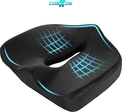 CUBEXCOM® Zitkussen, Orthopedisch Ergonomisch Traagschuim Stoelkussen, Zitkussen Bureaustoel, Comfortabel Memory Foam Steunkussen, Wigkussen, Coccyx Kussen, Bureaustoelkussen , Autostoelkussen, Stuitkussen, İschiaskussen, Zwangerschapskussen, 43x38cm