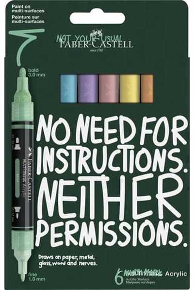 Acrylmarker Faber Castell Multimark 6 stuks Pastel kartonetui - FC-186005