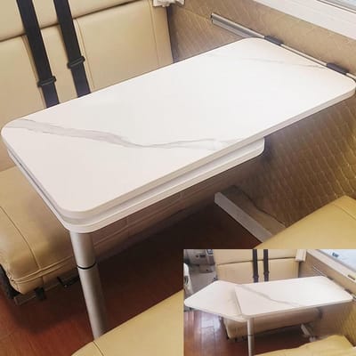 Camper Tafel - Woonwagen Tafel - Eten en Werken - Dubbele Draai Lagen - 104x40x71cm - Wit