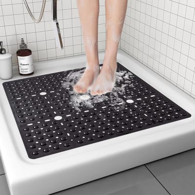 Vierkante Douchemat met Zuignappen en Afvoergaatjes - Antislip en Veilig