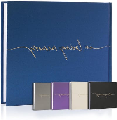 Braveriky Twill Funeral Guest Book - in Loving Memory Gastenboek met een Geheugentafel Bord - Hardcover Gastenboek voor Uitvaartdienst - 320 inzendingen, 9 "x 7,5", marineblauw