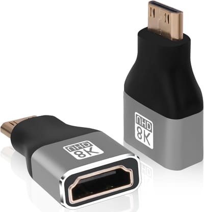 Mini Male naar HDMI Female Adapter 8K@60Hz - 4K@120Hz, 3D, HDCP, Geschikt voor Laptop, HDTV en PC, Perfect voor Gaming en Streaming
