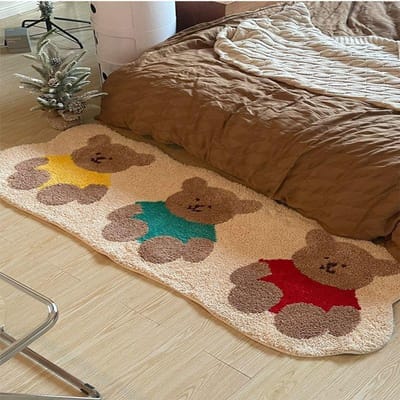 Tapijt Bedzijdetapijt Slaapkamer Vloermat Lelietje-van-dalen Bloemvormige Voetmat Stijl Vloerbedekking Lange Strook Imitatie Kasjmiertapijt 40 * 100 cm