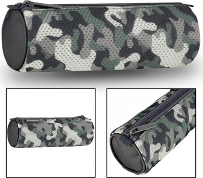 Camouflage Tube Pennenbakje met Net, voor Jongens 22x8x8cm