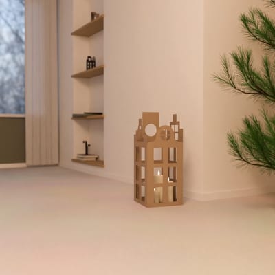Windlicht Grachtenpand | Metaal | incl. ronde vaas | XLarge | Champagne - Clay | B20xL20xH48 cm