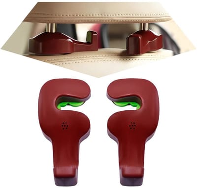 Dailygoods- Autostoelhaken 360° Rotatie - Hoofdsteunhaken - Universele Achterbankhaken - Boodschappentas/Tas - Duurzaam PVC - 2 Stuks 10 x 4,4 cm - Hoofdsteunhaak