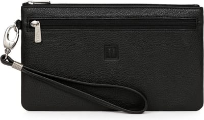 HEXAGONA LEREN CLUTCH ZWART