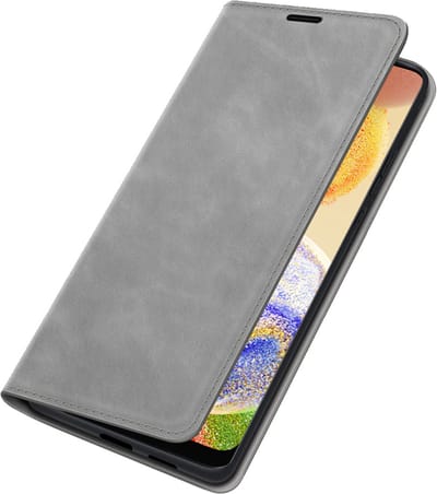 Just in Case hoesje geschikt voor Samsung Galaxy A04 - Hoesje met Pasjeshouder - Luxe Book Case - Grijs